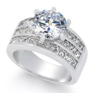 Charter Club Crystal Triple-Row Ring in Fine Silver Plate or Gold Plate